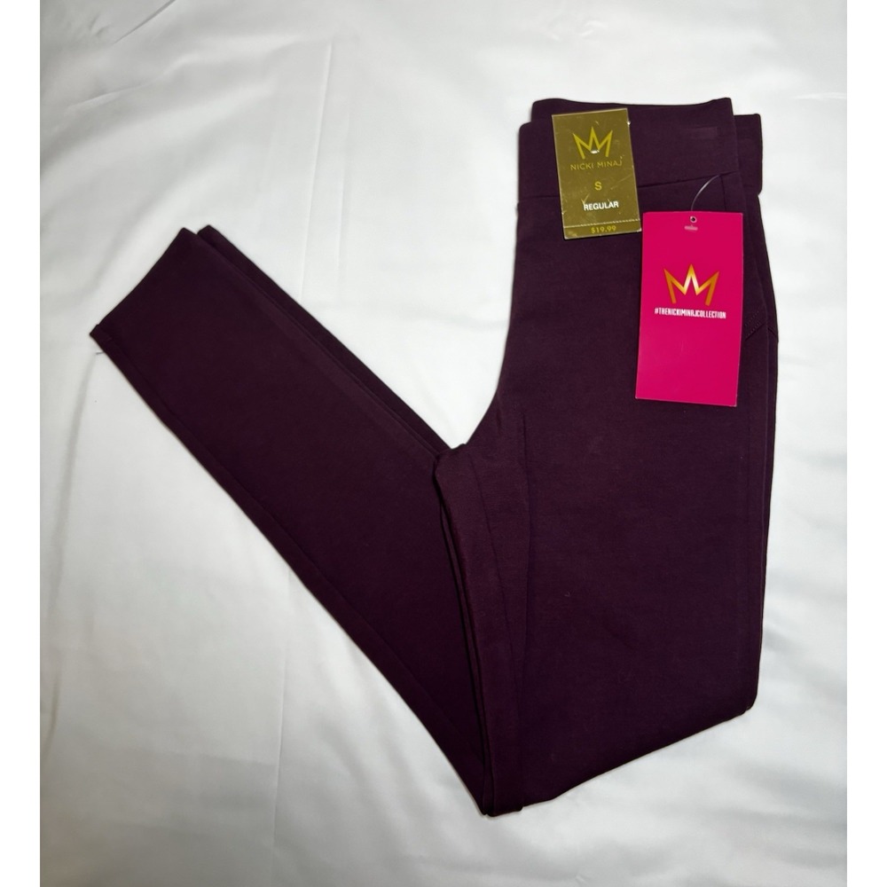 Nicki Minaj Collection Burgundy High Rise Ankle Leggings S Elastic Waist